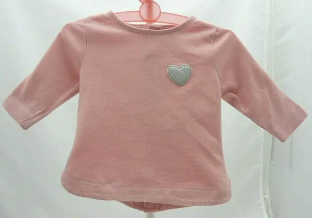 Kiabi tee-shirt manche longue fille rose motif coeur pailletté  bébé 1 mois