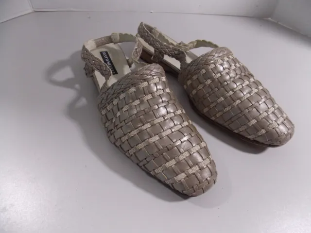 Sesto Meucci Slingback Shoes Sandals Womens 8 1/2 Closed Toe Silver Gray