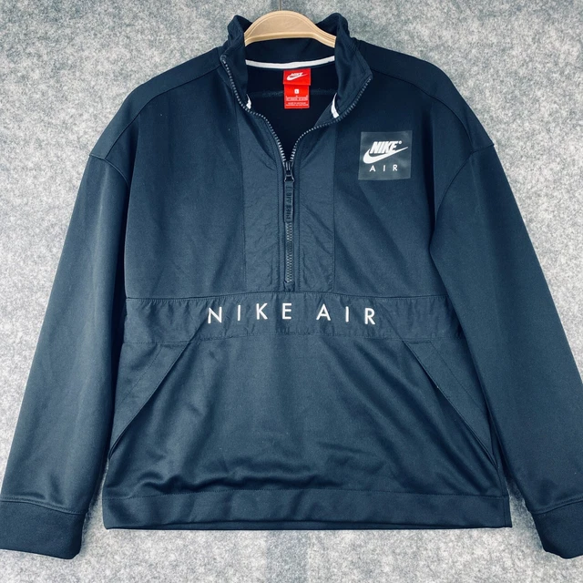 Felpa Nike Air Taglia L 12-13 Anni Ragazzi Nera 1/2 Cerniera Nike Logo & Tasca Ts
