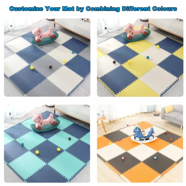 4PCS Soft EVA Foam Kids Baby Play Interlocking Floor Mats Camping Gym Exercise 3