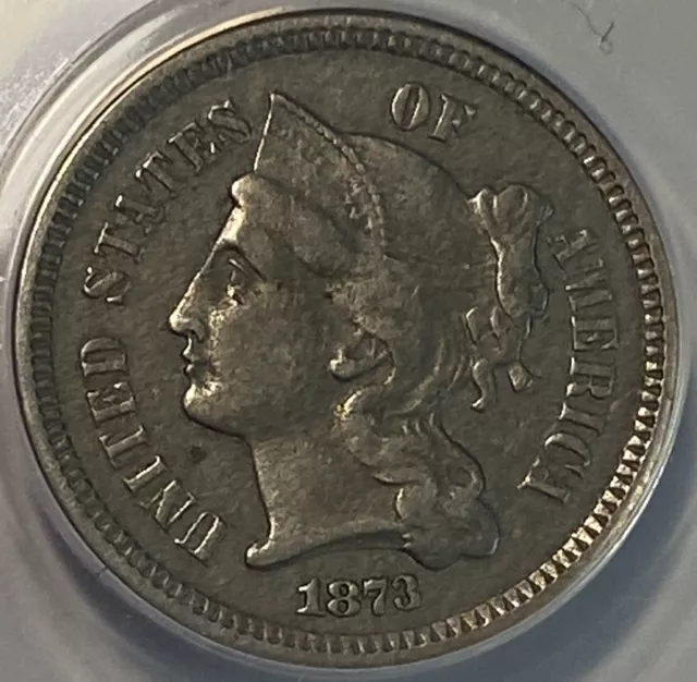 1873 Cn3C Vf35 Open 3 Three Cent Nickel Anacs Graded
