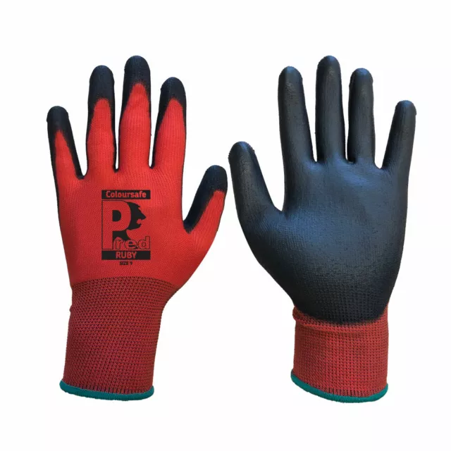 PU Coated Cut Level 1 Gloves. Safety Work Site gloves. Pred Ruby Sizes 8, 9 & 10