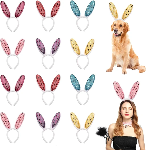 Set 2 Fascie Orecchie Da Coniglio Grigie E Marroni Per Halloween E Carnevale - Foto 4