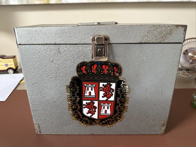 Woolco Metal File Holder Coat of Arms Sticker (no key) VINTAGE. 12.5”x10”x5.5”