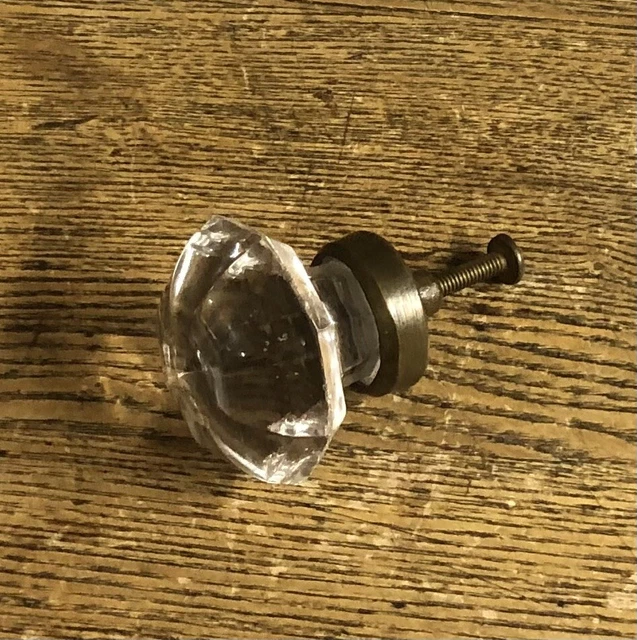 Antique Octagonal Glass & Brass Cupboard/Cabinet Knob, c1890’s