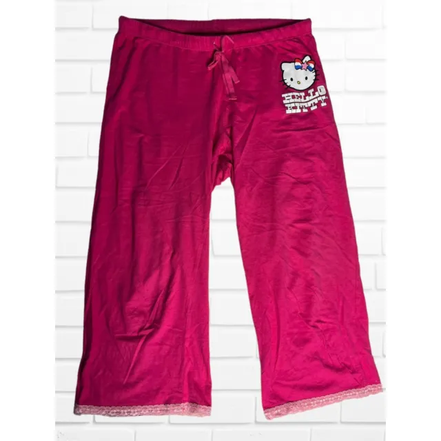 Hello Kitty Women's Sz Medium Sanrio Sleepwear 100% Cotton Capri Pajama Pants