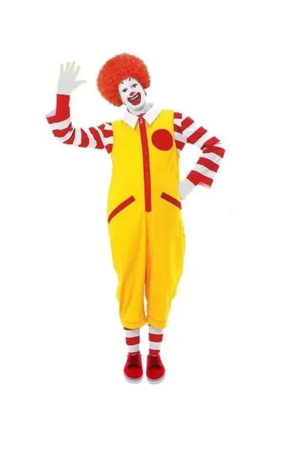 Mens Ronald The Clown Red & Yellow Fancy Dress Costume Without Shoes