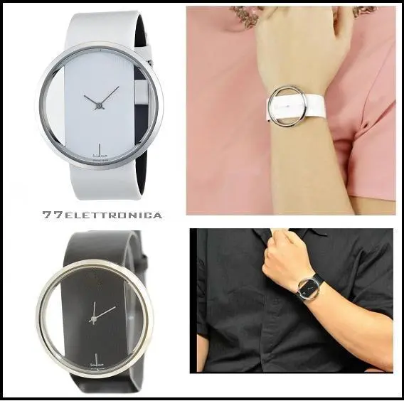 elegante orologio-bracciale alla moda uomo donna unisex, pelle, acciaio