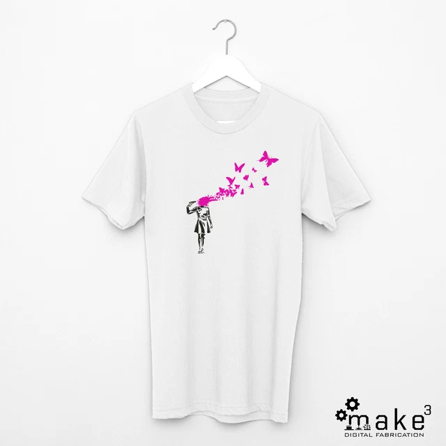 T-shirt Banksy (street art graffiti butterfly cotone tshirt maglia maglietta)