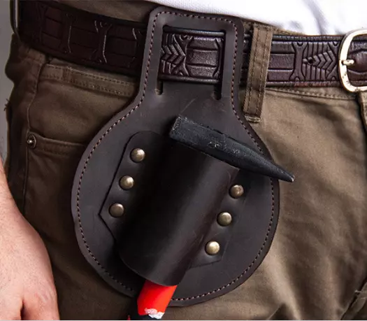 Men waist Bag belt hatchet Hammer axe tool holder case Cow Leather coffee Q8