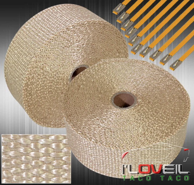 30 Foot Turbo Header Induction Piping Heat Wrap Cover + Zip Tie Titanium