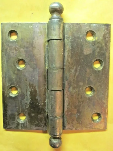 McKinney Mortise Barn Door 4" Square Ball Finial Hinge Brass Plated 1 Antique 3