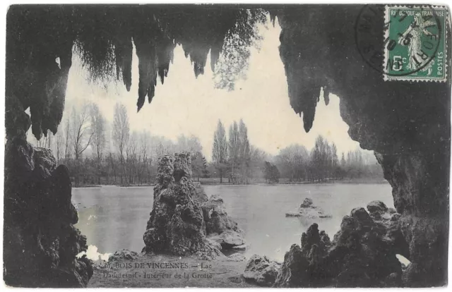 Bois de Vincennes 94 Le Lac Daumesnil La Grotte CPA written by Mr Legroux 1910