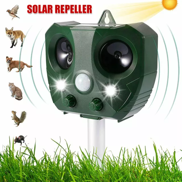 Garden Solar Ultrasonic Cat Dog Repellent Fox Scarer Deterrent Animal Repeller