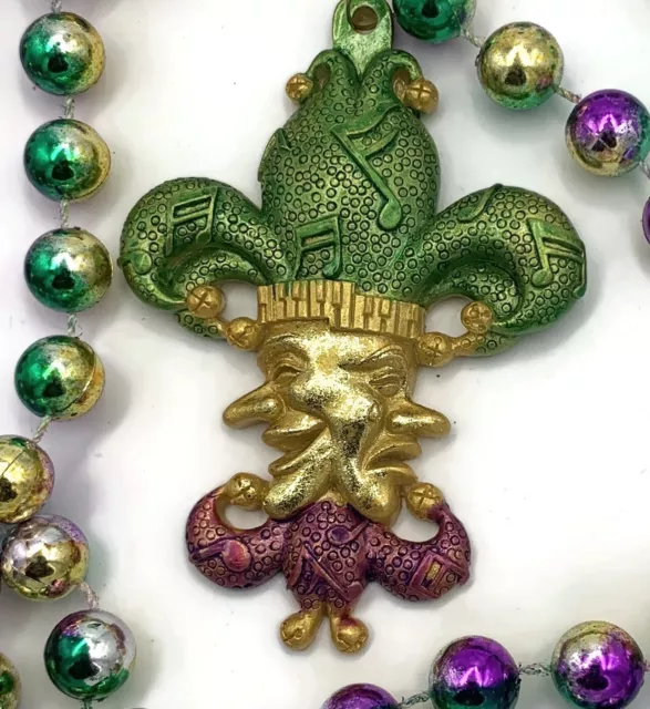 Comedy Tragedy Jester Faces Mardi Gras Bead Necklace New Orleans Parade Beads