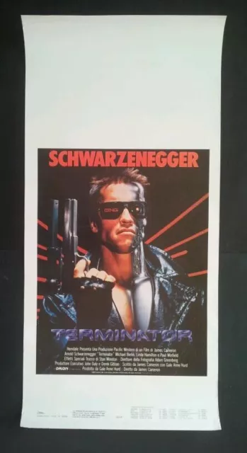 Terminator 1 Schwarzenegger Affiche Originale Italienne Avec Visa 69,5x34,5 TBE