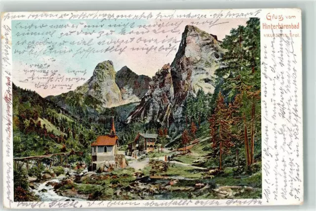 39338361 - Kufstein Gruss vom Hinterbaerenbad Tirol Kirche 1903
