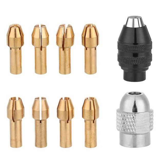 Duable Collets Chuck Adapter 1/32inch-1/8inch 10Pcs/Set Black Change Drill
