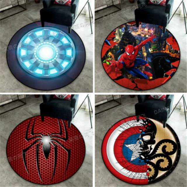 Marvel Avengers Iron Man Spiderman Round Rug Floor Mat Customized Bedroom Carpet