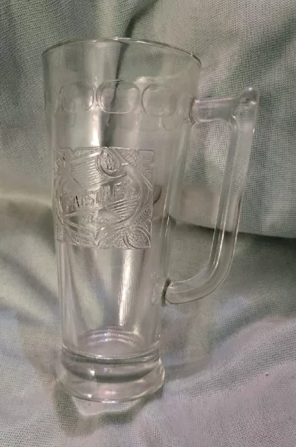 VINTAGE 1960s FALSTAFF Beer Glass7" Tall Handled Mugs Embossed Logo