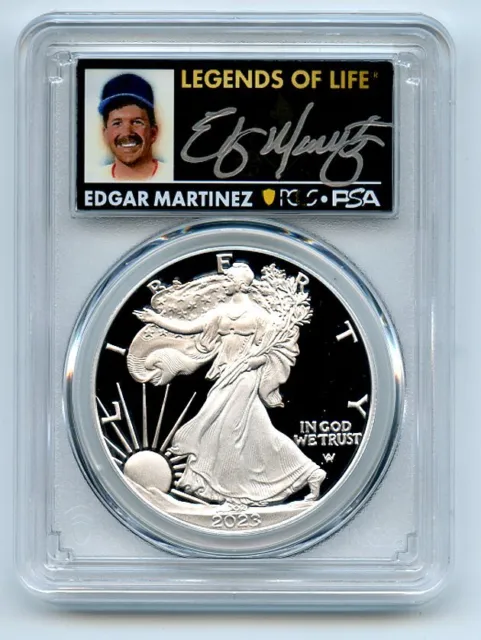 2023 W $1 Proof Silver Eagle PCGS PR70DCAM FDOI Legends of Life Edgar Martinez