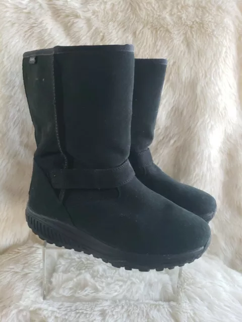 Skechers Shape Ups XF Bollard Boot Size 9 Black Suede Faux Fur Rocker Toning