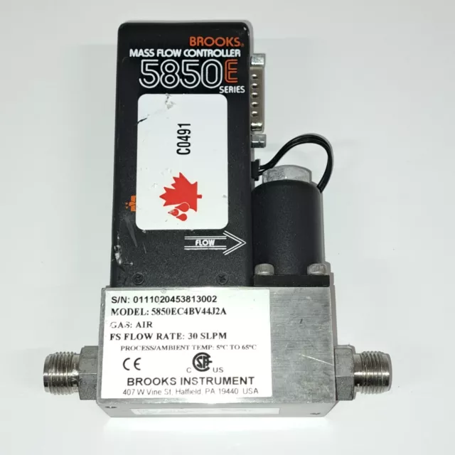 Brooks 5850 E Hydrogen Mass Flow Controller FLOW 30 SLPM 5850EC4BV44J2A