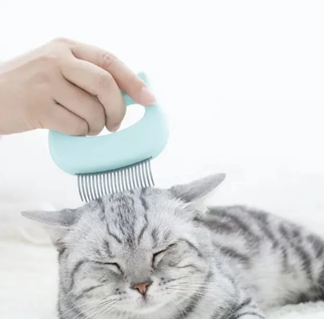 Pet Hair Brush  Pumpkin Cat Kitten comb Deshedding Self Cleaning Brush In Pink