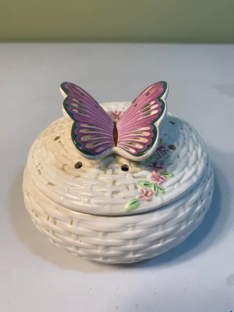 Teleflora Gift Butterfly Lidded Potpourri Dish 5.25" Diameter