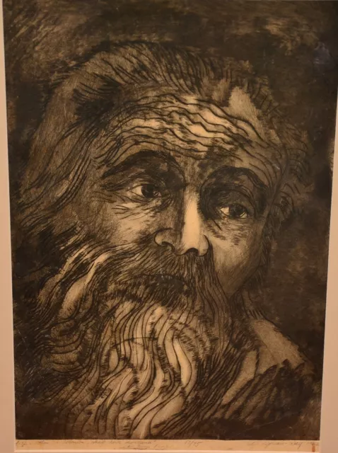 PETER LIMPAN WULF Original Vintage Signed Solomon Portrait Drypoint Etching 1962