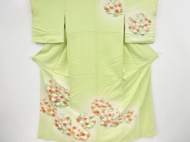 81695# Japanese Kimono / Antique Kimono / Embroidery / Flower Roundel