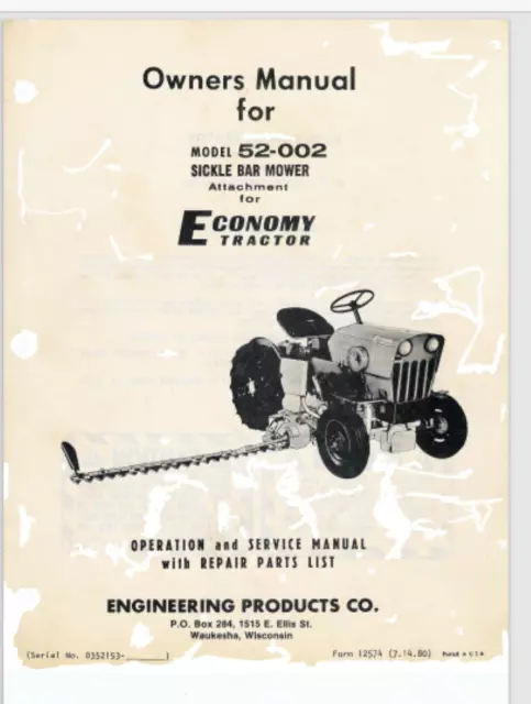 Economy Power King Tractor Operator Owner's Manual 2418 2414 1618 1612  98-7104