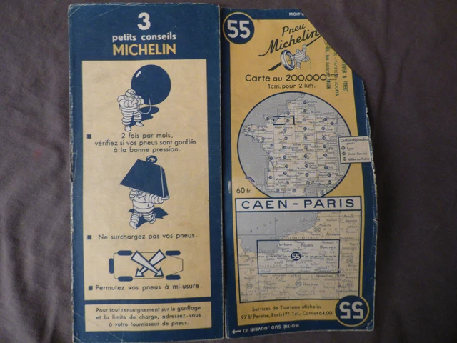 Carte MICHELIN 70 BEAUNE EVIAN 1930 Guide Bibendum pneu tyre map