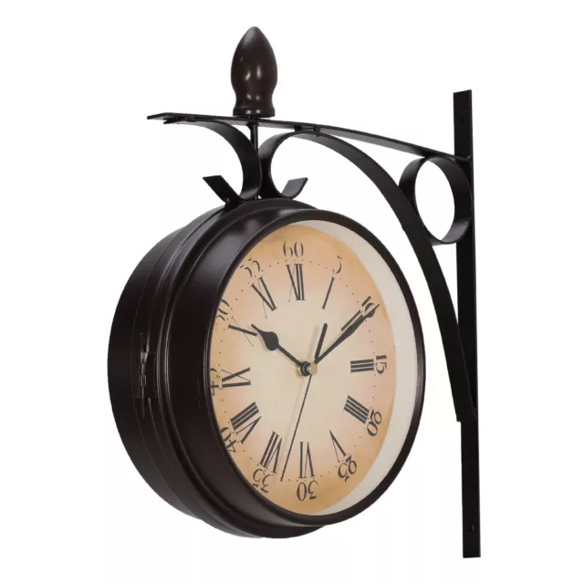 Outdoor Garden Wall Clock Railway Train Station Clock Vintage Double Sided Clock