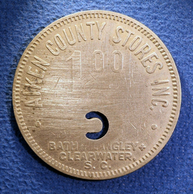 NICE SOUTH CAROLINA cotton mill token Aiken County Stores, 1
