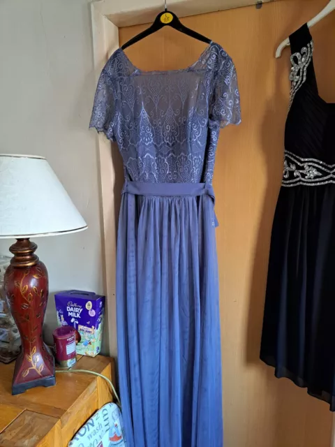 Little Mistress long  maxi evening Prom  dress lace And Net Airforce Blue 12