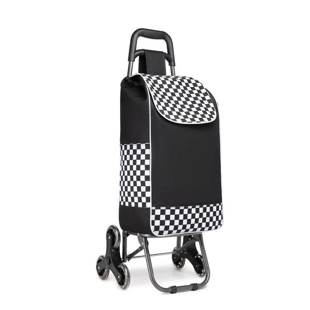 Grand Chariot De Courses Pliable Léger à 2 Roues – Bleu Marine, Grande Capacité, Poche Zippée, Cadre Acier Robuste