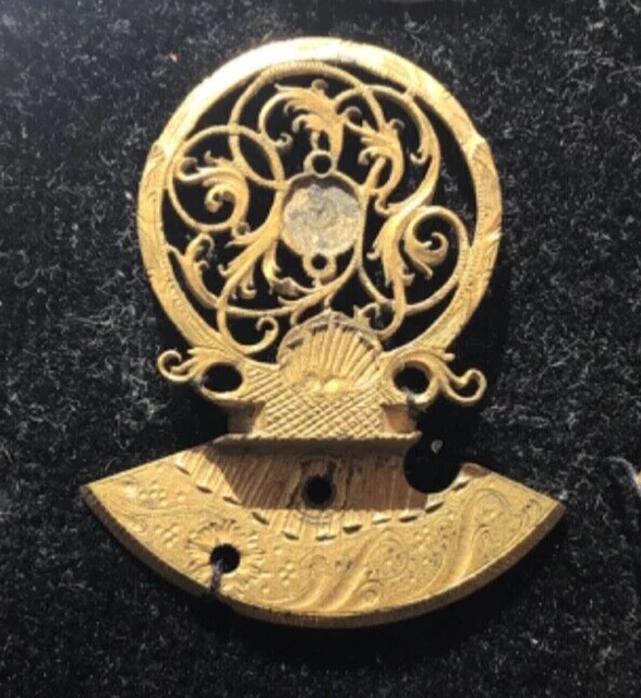 Ancien Coq De Montre Oignon Arabesque Filigrané Laiton Doré