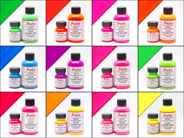 Angelus Acrylic Leather Neon Paint /Dye 1oz -  Neon Paint 12 Colors