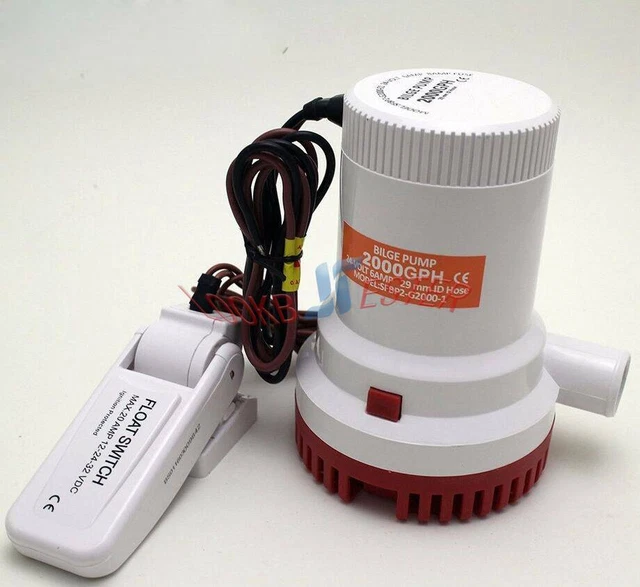 12V 2000GPH Submersible Marine Boat Bilge Water Pump With Float Switch New
