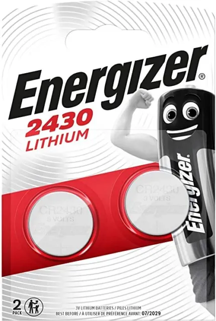 Premium Batterie Knopfzelle Energizer cr2430 Lithium-Batterien 2 Stück Neu