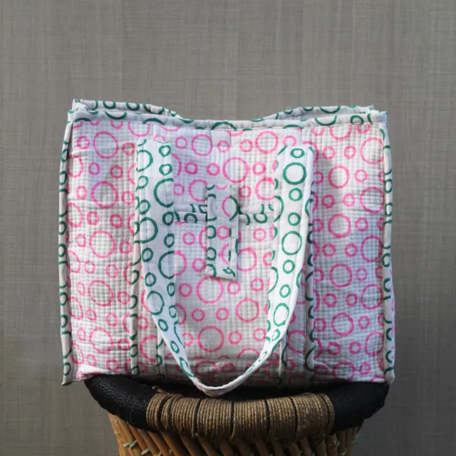 New Pink Quilted Cotton Hand bags Purse Vintage Reversible Kantha Tote Hobo Bags