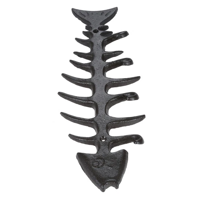 Retro FISH BONE 4 Key Hook Rack Hat Towel Coat Wall Hook Hallway Kitchen Decor 7