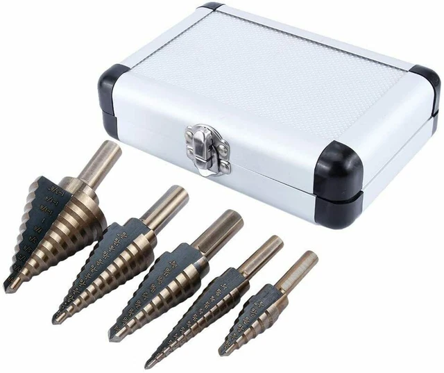 5pcs HSS High Speed Steel Cobalt Titanium Step Drill Bit Multiple Hole 50 Sizes