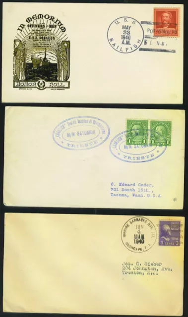 US 1940's COLLECTION OF 6 NAVY & MILITARY COVERS INCL