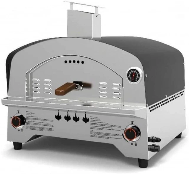 Forno per Pizza a Gas in Acciaio Inox Doppio Bruciatore Speedy500 Pietra 500°