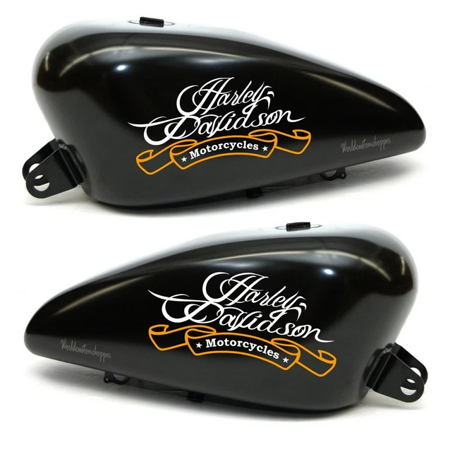 2 Adesivi Stickers Worldcustom Per Serbatoio Moto Harley Davidson – Rosso 8 Litri, Grafica Termoverniciabile Alta Qualità - 3