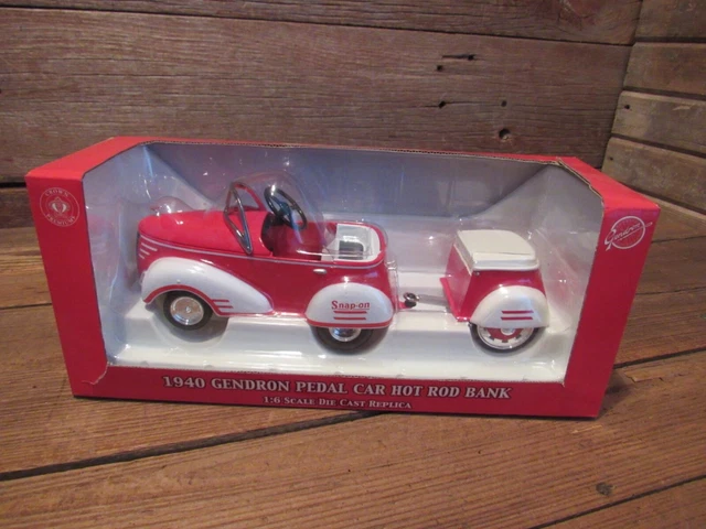 SNAP ON 1940 Gendron Pedal Car Hot Rod Bank with Trailer New