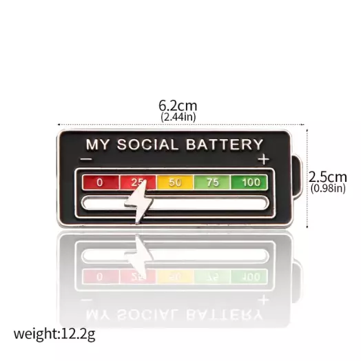 Upgrade Social Battery Pin, Funny Social Mood Brooch Pin, Social Battery  Lapel Pin, Enamel Lapel Pins For Women