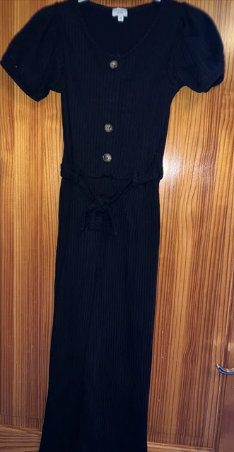 Girls Playsuit Jumpsuit Age 7-8 Years RIVER ISLAND Black Ribbed Short Sleeved